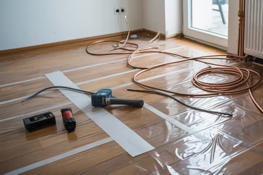 Klebereste auf Fussboden